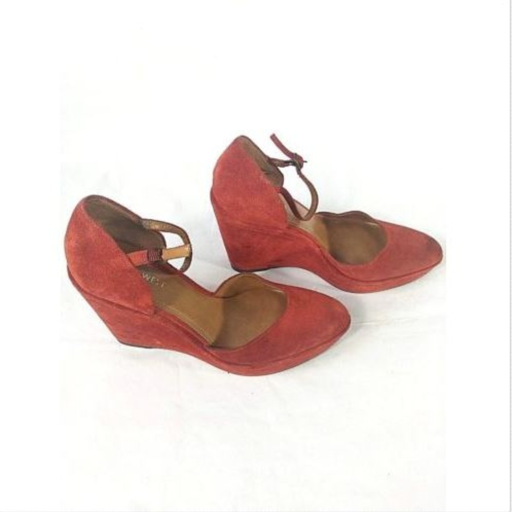 Nine West Shoes Wedges Suede Burnt Orange Size 6M